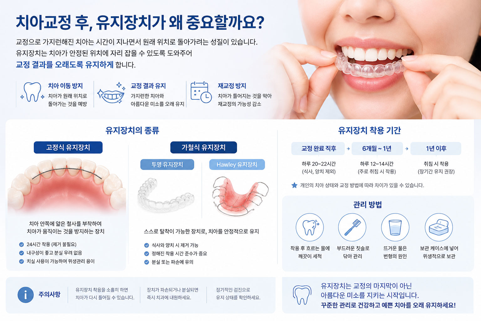 천안 아산 교정 유지장치 리테이너 고정식 가철식 종류 연세발렌타인치과교정과